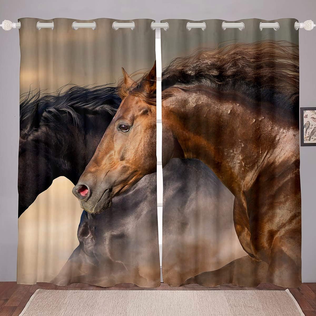 Feelyou Brown Horse Window Treatments Galloping Horse