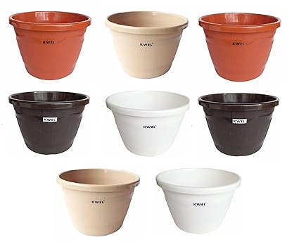 KWEL Plastic Hanging Basket Barrel Pots - Multicolor Pack of 8