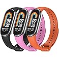 TFXXSJWY 3 Pack Bands for Mi Band 8 Strap/Mi Band 9 Strap Soft Silicone Replacement Sport Wristband for Xiaomi Mi Band 8/9 Watch Band Accessories for Women Men