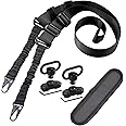 REERON Two Point Traditional QD Sling Kit | Extra Long Adjustable Rifle 2 Point Sling + 2 Pack 360° Rotation Black 1.25" QD Sling Swivel Mounts for Mlock + Shoulder Pad