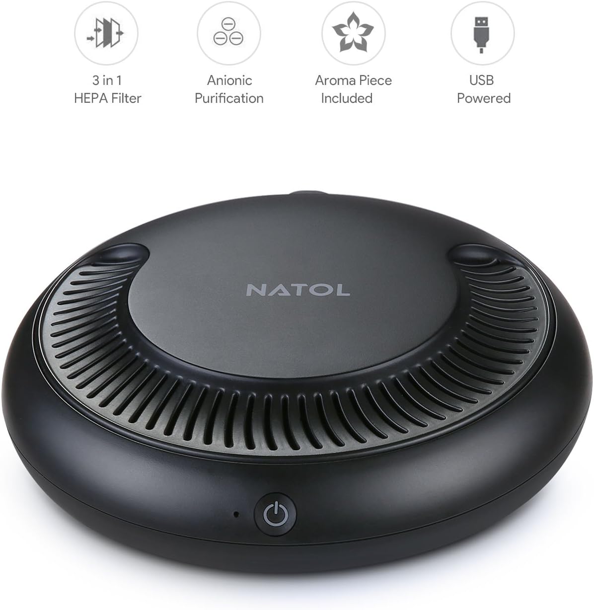 NATOL Car Air Purifier with HEPA Filter, Car Air Freshener Cleaner to Remove Smoke Allergens Pollen Dust Mold Pet Dander Bad Odors Formaldehyde and Harmful Gases