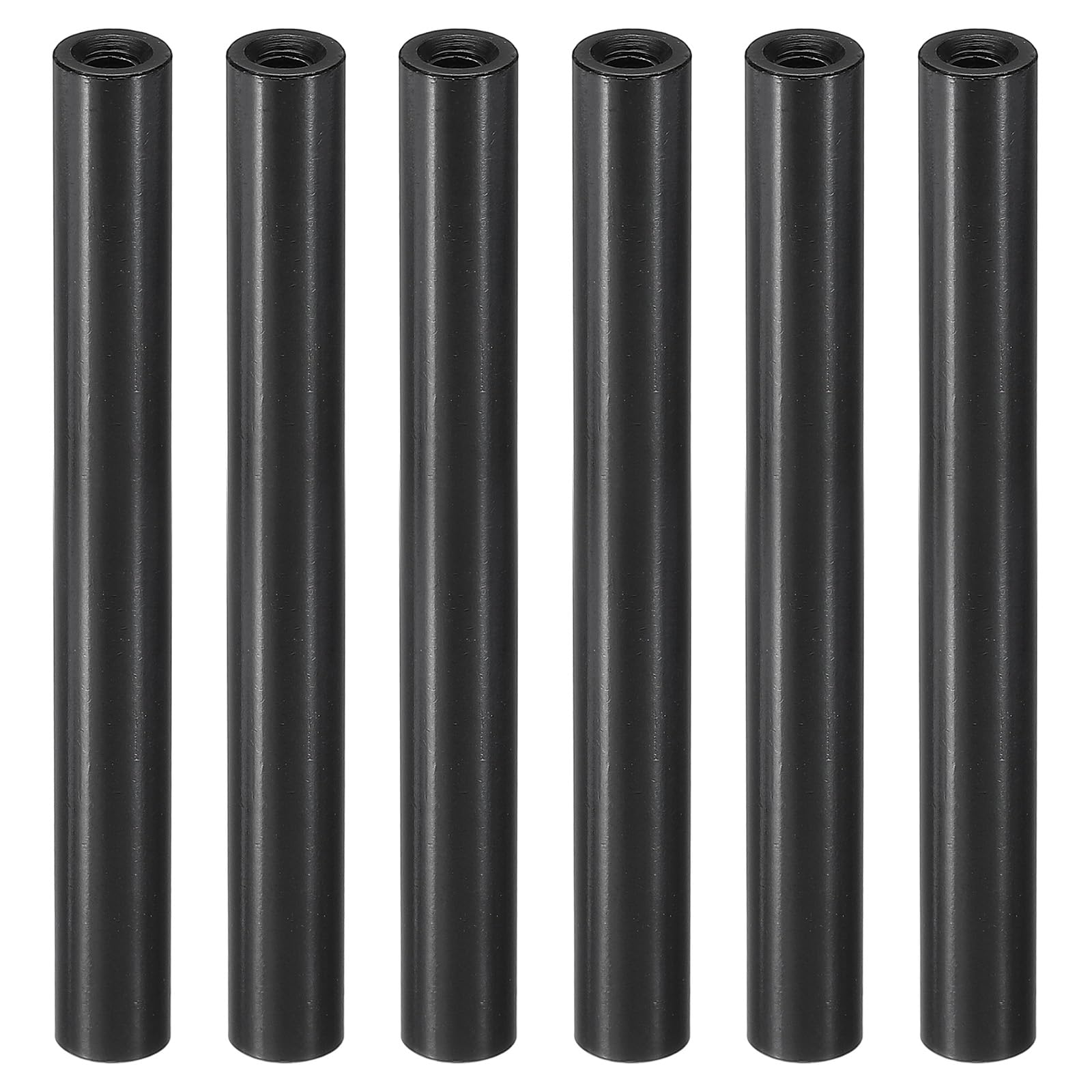 PATIKIL 6pcs M3 Metal Threaded Standoff Spacer Nuts, Round Aluminum Spacers Female Coupling Screws, 1/8" ID x 1/4" OD, Black 3x6x55mm — image 1