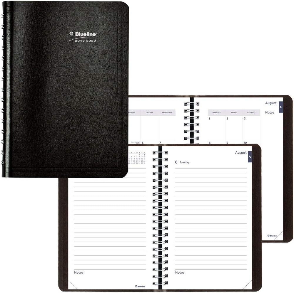 Blueline Aug 2019-July 2020 Appointment Book/Academic Daily/Monthly Planner, 8" x 5", Black (CA201.Blk) (CA201.BLK-20)
