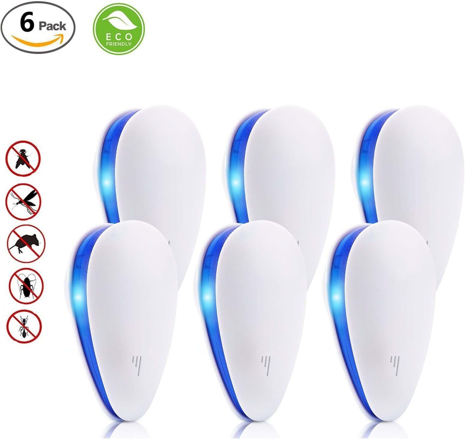 XQING Ultrasonic Pest Repeller Electronic Mouse Repellent Plug In Pests Control Warrior For Pet Human Safe(6 Pack)