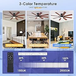 BYKISTOK 52" Flush Mount Ceiling Fan with Light and