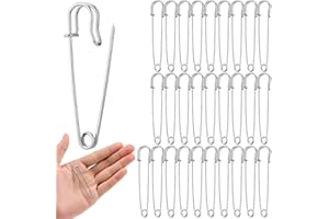 CeAnGye 30 Pcs 2" Heavy Duty Silver Metal Safety Pins for Clothing, Crafts, Leather