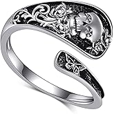 JERWLI Skull Ring for Women 925 Sterling Sliver Skull Spoon Rings Gothic Punk Rings Butterfly Statement Ring Vintage Victorian Jewelry Gifts for Women Wife Friend