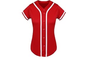 SPTEHW Womens Baseball Jersey Blank Button Down Softball Jersey Hip Hop Hipster Short Sleeve Sports Uniform