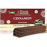 Bless-Cinnamon 100%-Natural-Handmade-Hand-Dipped-Incense-Sticks Organic-Chemicals-Charcoal-Free Purification-Relaxation-Positivity-Yoga-Meditation Best-Woods-Scent (100 Sticks(5.25 OZ))