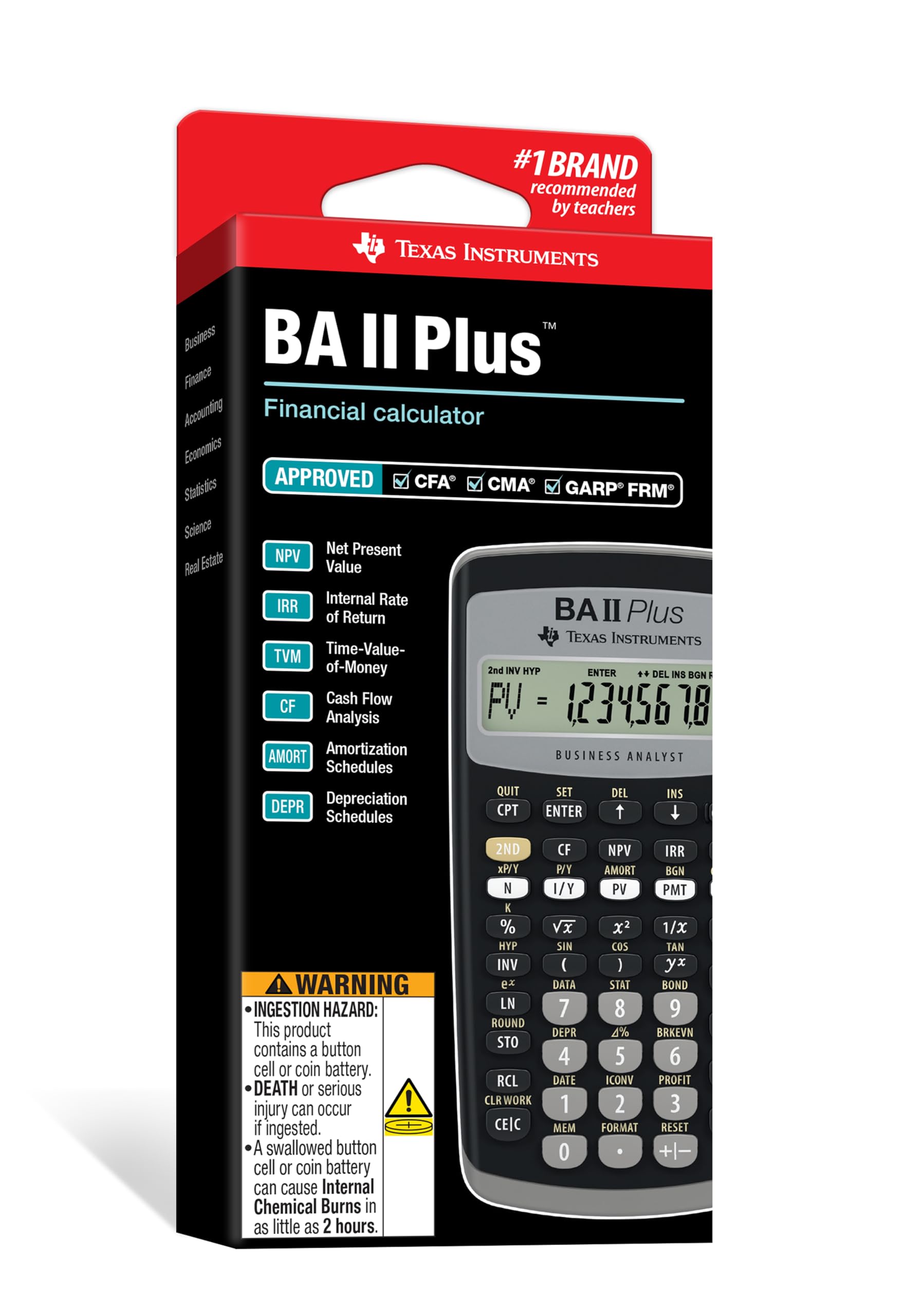 Texas Instruments BA II Plus Financial Calculator, Black Medium