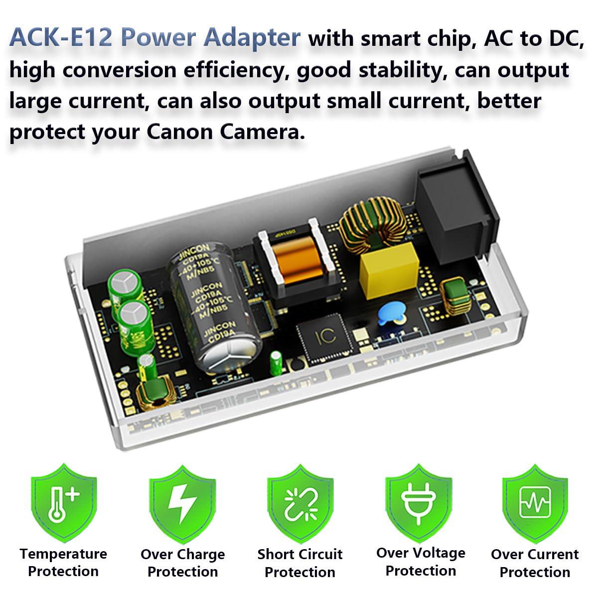 ACK-E12 AC Power Adapter LP-E12 M50 Dummy Battery Kit for Canon EOS M50 Mark II M200 M100 M10 M2 M, Kiss M M2 Cameras.