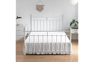 TSUTOMI Tufted Bed Skirt,Ruffled Bed Skirt with Split Corners, King Bed Skirt 18 Inch Drop, Boho King Size Bed Skirt White for Ruffled Bed Skirt with Split Corners, Rectangle Embroidery King Bed Skirt