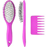 Wig Brush Comb Set, Premium Matte Grip, 2pcs Professional Extension Brush with Ergonomic Travel Size Design for Human and Synthetic Hair
