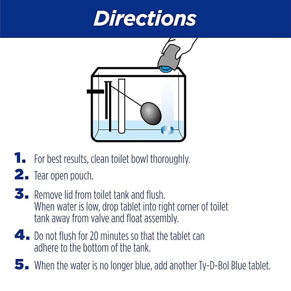 TY-D-BOL BLUE TABLETS VALUE 5 PACK, CLEANS AND DEODORIZER TOILETS FOR A FRESH SMELLING BATHROOM