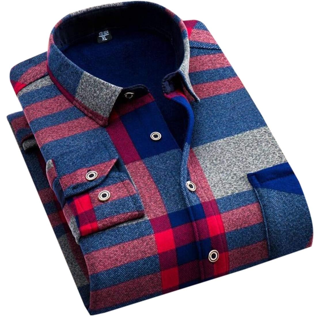 Shirts BYWX Men Fleece Slim Fit Button 