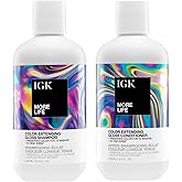 IGK MORE LIFE Color Extending Gloss Shampoo & Conditioner Set | Preserves Color + Enhances Shine | UV Protection | Vegan + Cruelty-Free | 8 oz (Pack of 2)