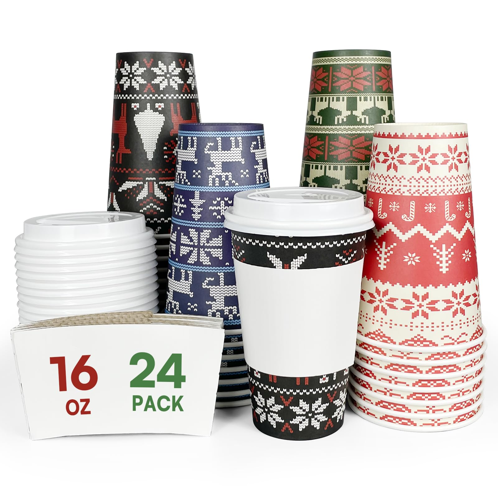Photo 1 of *MISSING PARTS UNKNOWN*
FUNPAK Christmas Disposable Cups 16 oz Paper Cups, 24 Sets Paper Coffee Cups with lids for Coffee/Tea/Water/Juice, Ugly Sweater Paper Cups for Hot & Cold Beverages, Party & Holiday Supply 72pcs