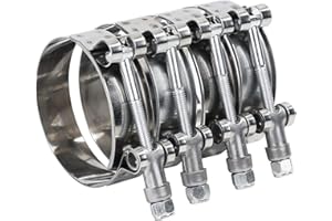 Hiwowsport 67-75MM Working Range T-Bolt Stainless Steel Clamp Fit for 2.5'' ID Turbo Intercooler Hose