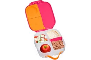 b.box Mini Lunch Box, Bento Box for Kids, Snack Container with 2 Leak Proof Compartments, Reusable Snack Containers with Lids, Kids Lunch Boxes Ages 3+, BPA Free, 4 1/4 Cup Capacity (Strawberry Shake)
