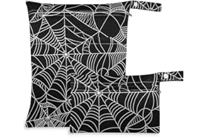 KEEPREAL Halloween Spider Web 2pcs Waterproof Wet Bag Diaper Wet Bags Large Capacity Washable Reusable for Wet Swimsuits,Dirty Gym Clothes, Diapers,Electronics,Toiletries.
