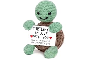 4THFARMES Funny Turtle Crochet Gifts for Her Him, I Love You for Wife Husband, Small Gifts for Girlfriend Boyfriend, Cute Anniversary Birthday, Emotional Positive Crochet Turtle