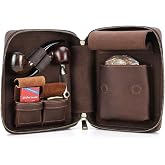 CONTACTS Full Grain Leather Pipe Tobacco Pouch Travel Cigar Case | Smoking Pipe Storage Accessories Organizer Pipes Travel Box for 2 Pipes, Handmade