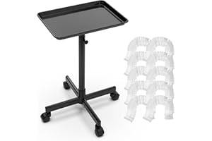 TASALON Rolling Salon Cart, Mobile Styling Station with Wheels Aluminum Rolling Tray Trolley for Salon Essentials, Adjustable Height Provides Ample Storage for Hairstylist Tray