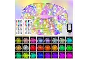 ECOMYLIFE 100ft Outdoor Rope Light, IP68 Waterproof 25 Color Changing String Lights with 149 Modes, Warm White & RGB LED Multicolor Twinkle Fairy Tube Lights for Indoor & Outside Railing, Balcony, Patio Decor