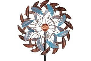 VEWOSTAR 360° Wind Spinners Outdoor,13” Kinetic Wind Spinner,Yard Art Windmill with Metal Stake,Vintage Metal Wind Sculptures & Spinners,Waterproof Pinwheels Large Wind Spinner for Yard and Garden