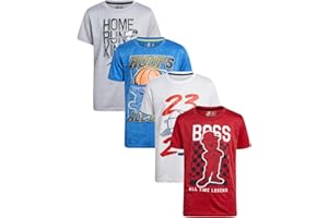 Pro Athlete Boys’ Athletic T-Shirt – 4 Pack Active Performance Dry-Fit Sports Tee (8-16)
