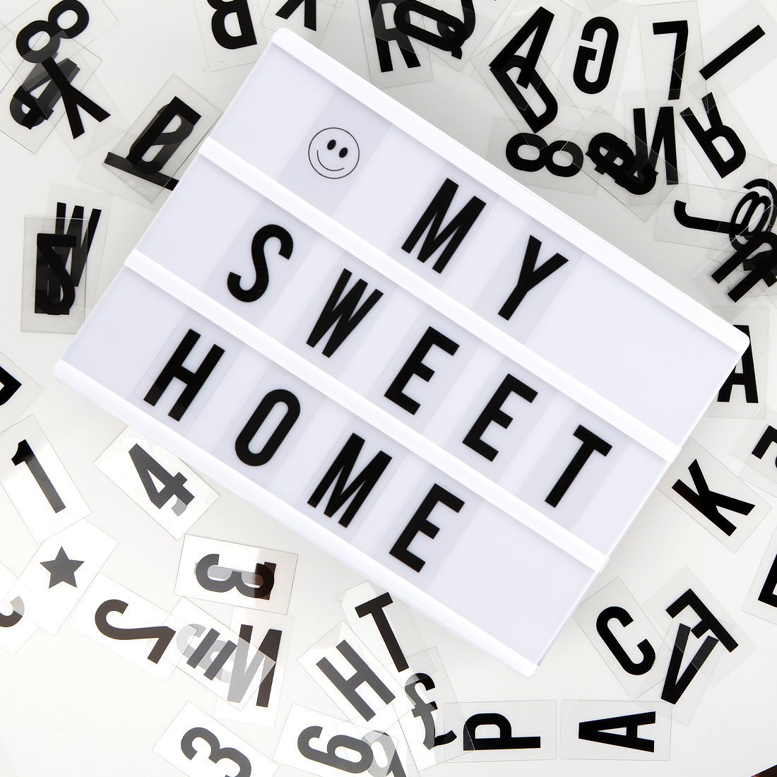 Light Up Cinema Light Box A4 Aize with 96 Letters LED Light DIY Message Box Battery/USB Powered (Light box with 96 Symbols)