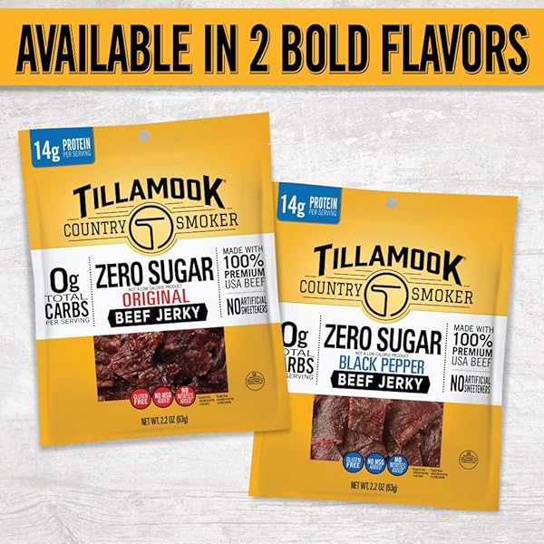 TILLAMOOK COUNTRY SMOKER KETO FRIENDLY ZERO SUGAR BEEF JERKY, ORIGINAL, 6.5 OUNCE