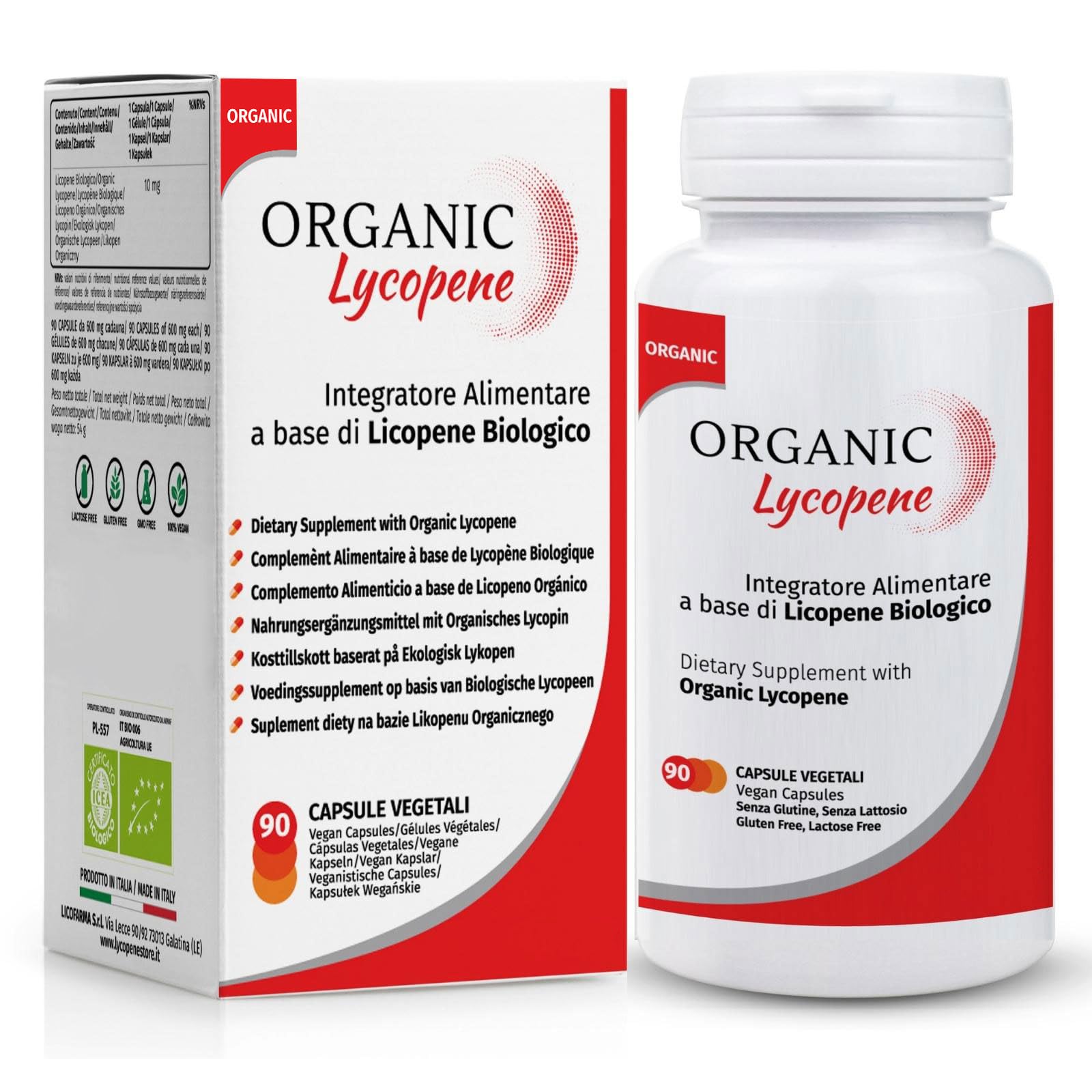 Organic Lycopene - Antioxidant Supplement with Certified Organic Lycopene - 90 Capsule Pack