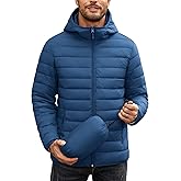 COOFANDY Mens Packable Puffer Jacket Lightweight Hooded Insulated Winter Coat Windproof Zipper Down Jacket