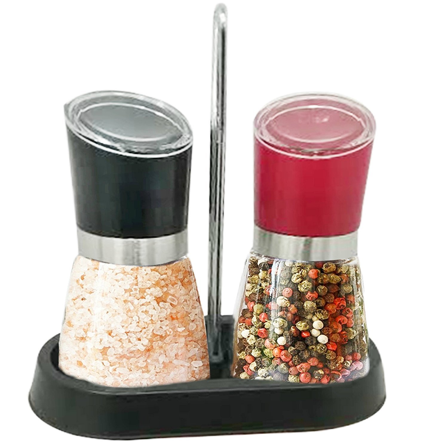 Salt and Pepper Grinder Set With Holder, Salt and Pepper Shakers, Spice