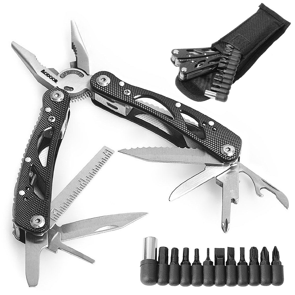Aodoor  plegables alicates multi de la herramienta Multiherramienta de Acero Inoxidable