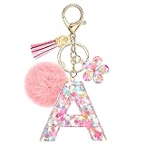 JSRQT Initial Letter A Keychain for Girls, Cute
