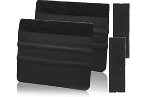 AMZDEPOT Squeegee for Vinyl, 2 Pcs Vinyl Squeegee with Extra 2 Felt Replacements, 4 Inch Vinyl Wrap Tools for Car Wrap, Craft Sign Making, DIY Crafting, Window, Black