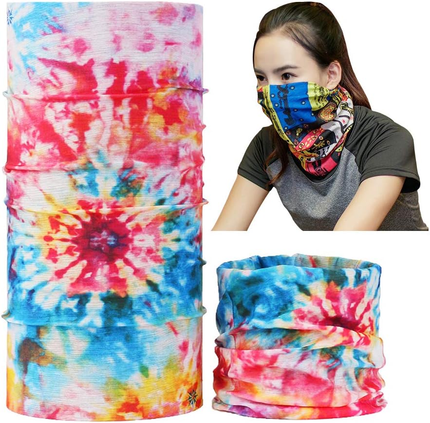 Womens Mens Bandanas Face Masks Seamless Multifunctional Headwear (Red-A07)