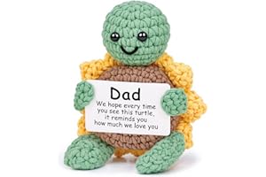 Glydein Gifts for Dad, Funny Dad Birthday Gift from Daughter Son - Handmade Crochet Turtle with Sunflower Shell, Best Birthday Fathers Day for Daddy Papa, Father Present