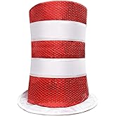 LGFKJNNJ Red White Sequins Striped Stage Hat,Cat Costume Top Hat,Book Character Costume Cosplay Party Halloween Accessories Crazy Hat for Kids and Adults