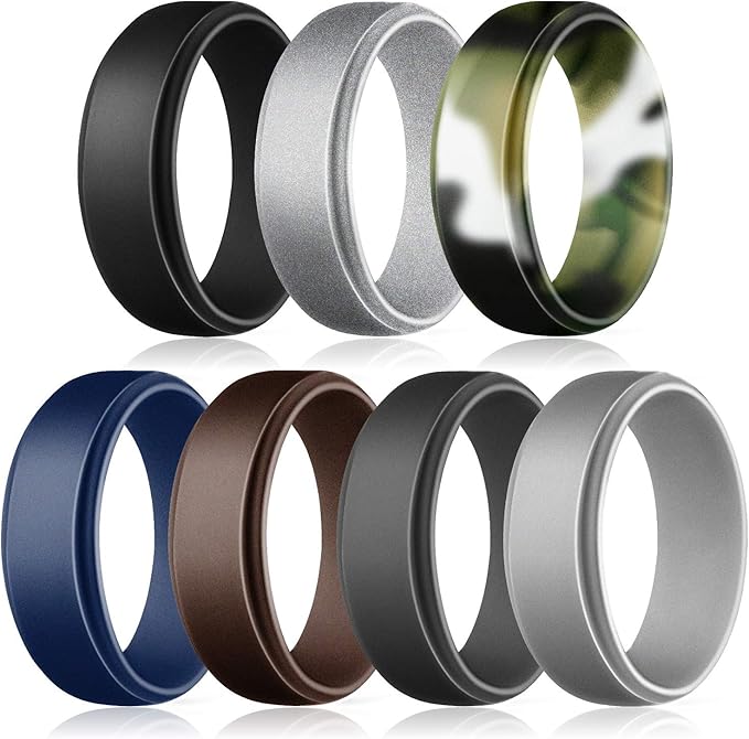 Silicone Wedding Ring for Men, Breathable Women Rubber Wedding Bands Stay Safe Soft