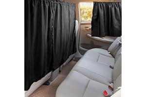 BELLE&BEAU 4 Pcs Lager Double Layer Thickened Car Curtains Set, 98% Light Blocking Car Window Shades Covers,2 Side Window Covers, 1 Divider Curtain & 1 Storage Bag, Sedan SUV Accessories for Camping Sleeping