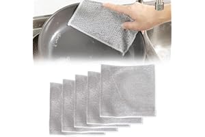 FIOPET Wire Dishwashing Rag, 2024 New Multipurpose Wire Dishwashing Rags for Wet and Dry Double Layer Wire Cleaning Cloths, Reusable Scrubbing Pads Non-Scratch Wire Dishcloth Clean for Kitchen (6pcs)