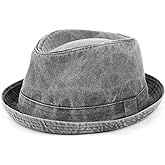 Men's Casual Vintage Style Washed Cotton Fedora Hat