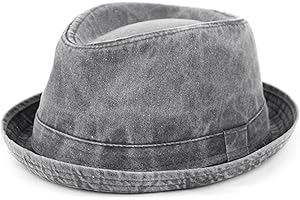 EPOCH Men's Casual Vintage Style Washed Cotton Fedora Hat