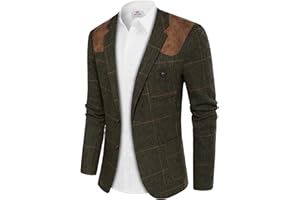 PJ PAUL JONES Men's Blazer Herringbone Tweed Sport Coats Two Button Wool Blend Formal Jacket