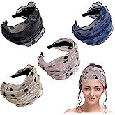 FZBNSRKO 4 Pack Wide Lace Headbands,Non slip Wide Hard Headband,Hollow Head Bands Widely hairband for Women/Grls