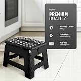 KEPLIN 9 Inch Heavy Duty Folding Step Stool Non-Slip Carry Handle Black view 3