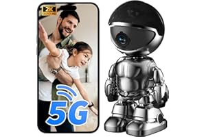 GBIUT Indoor Camera 2K HD 5G/2.4Ghz WiFi Pet Robot Camera Motion Detection and Alarm,Two-Way Talk,Color Night Vision, Nanny Cam Compatible with Alexa（Black）